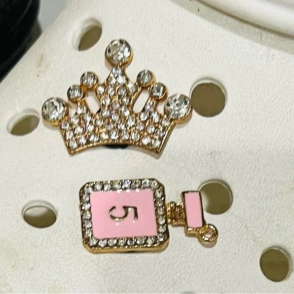 0 Bling Croc Charms, Luxury Rhinestones in Gold, Crystal Croc Charm. BarbieCore - Picture 3 of 10